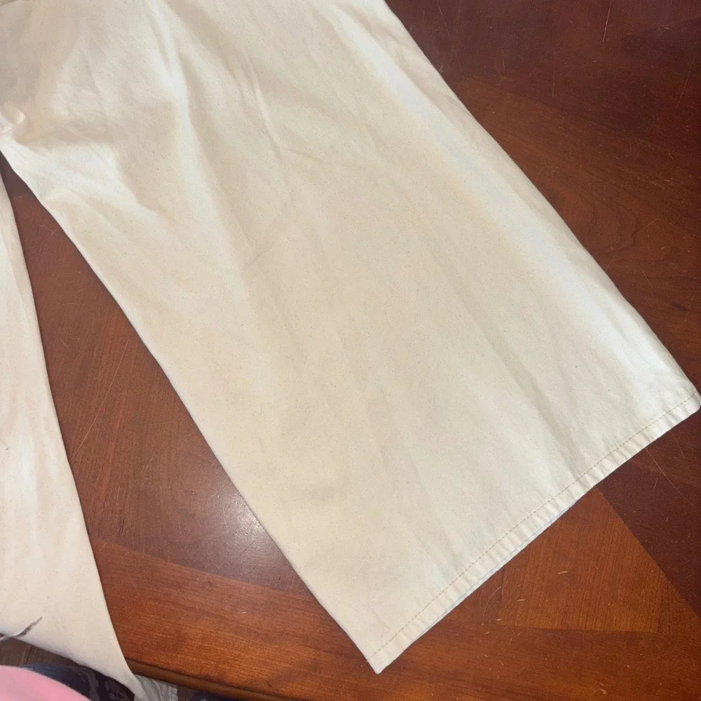 CIDER | Wide Leg | High Waisted |‎ Zipper | 100% Cotton Cream Pants | 1XL